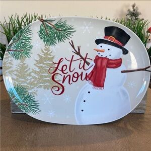 Holiday Snowman Platter - White